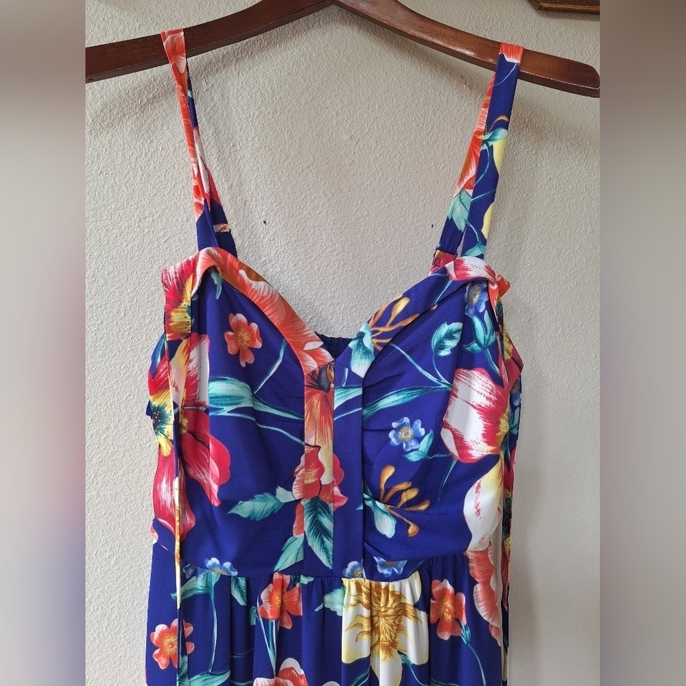 (SHELL) Moulinette Soeurs Floral Midi Dress - Blue and Pink - Picture 3 of 11